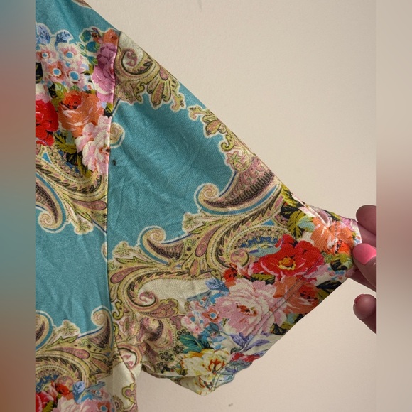 JOHNNY WAS Rivoray Floral Short Sleeve Polo Tee Women's Size Large BOHO - Picture 7 of 12